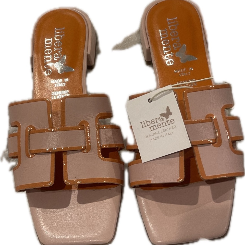 Libera mente Pink with orange accent Sandals with H-Shaped Strap